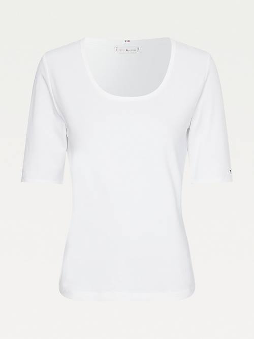 Tommy Hilfiger Slim Fit Scoop Neck Póló Női Fehér | TH798XQT