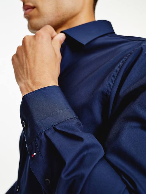 Tommy Hilfiger Slim Fit Stretch Pamut Ingek Férfi Kék | TH614YBR