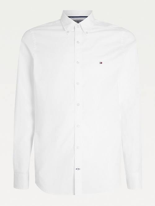 Tommy Hilfiger Slim Fit Stretch Poplin Ingek Férfi Fehér | TH375OUR