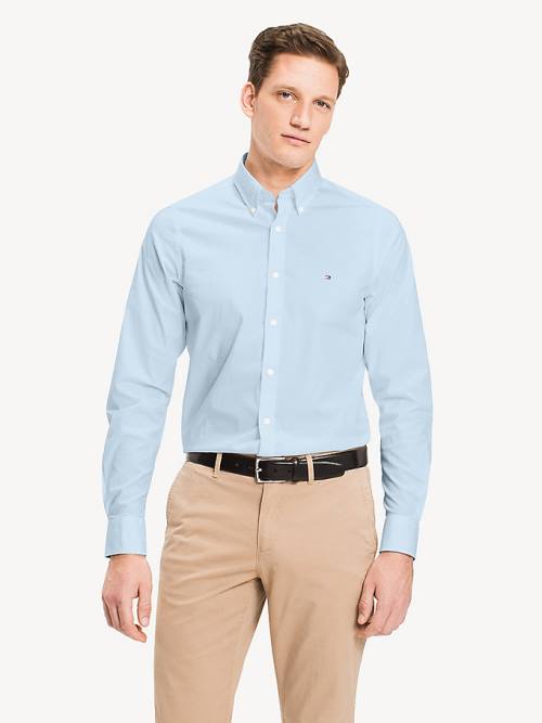 Tommy Hilfiger Slim Fit Stretch Poplin Ingek Férfi Kék | TH903LAZ