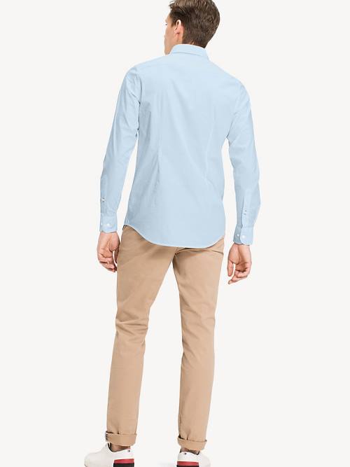 Tommy Hilfiger Slim Fit Stretch Poplin Ingek Férfi Kék | TH903LAZ