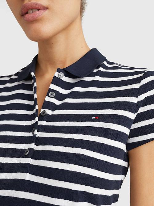 Tommy Hilfiger Slim Fit Stripe Polo Ruha Női Kék | TH385GIT