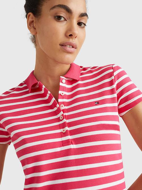 Tommy Hilfiger Slim Fit Stripe Polo Ruha Női Rózsaszín | TH520MWB