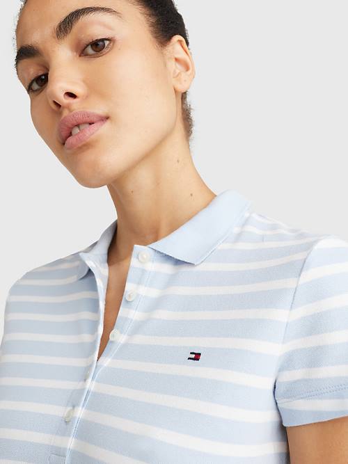 Tommy Hilfiger Slim Fit Stripe Polo Ruha Női Kék | TH791CNZ