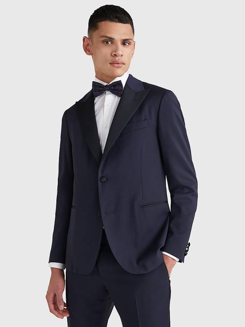 Tommy Hilfiger Slim Fit Tuxedo Blézerek Férfi Kék | TH846ZWF