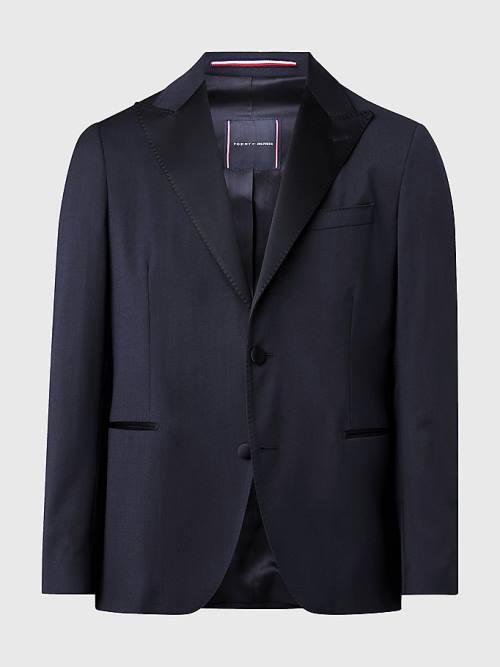 Tommy Hilfiger Slim Fit Tuxedo Blézerek Férfi Kék | TH846ZWF