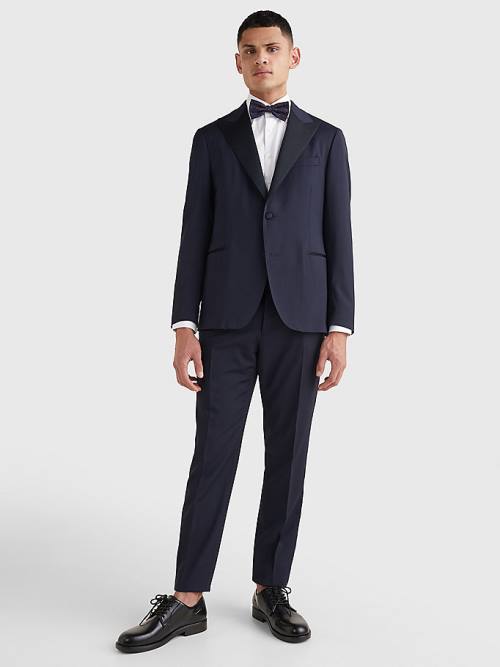 Tommy Hilfiger Slim Fit Tuxedo Blézerek Férfi Kék | TH846ZWF