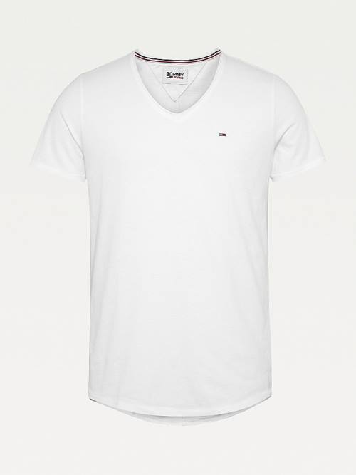 Tommy Hilfiger Slim Fit V-Neck Póló Férfi Fehér | TH097GTS