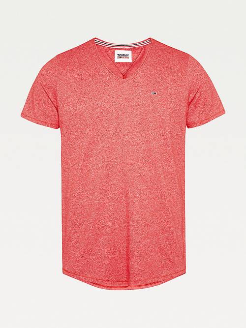 Tommy Hilfiger Slim Fit V-Neck Póló Férfi Piros | TH614TOA