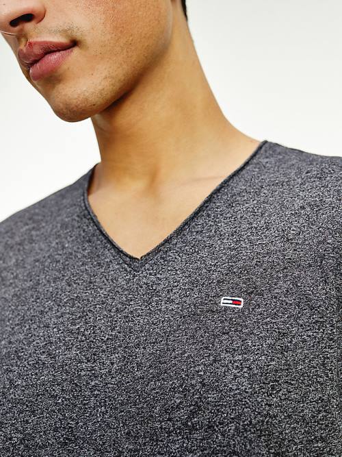 Tommy Hilfiger Slim Fit V-Neck Póló Férfi Fekete | TH648KYV