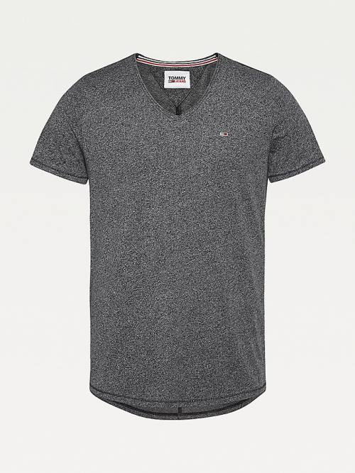 Tommy Hilfiger Slim Fit V-Neck Póló Férfi Fekete | TH648KYV