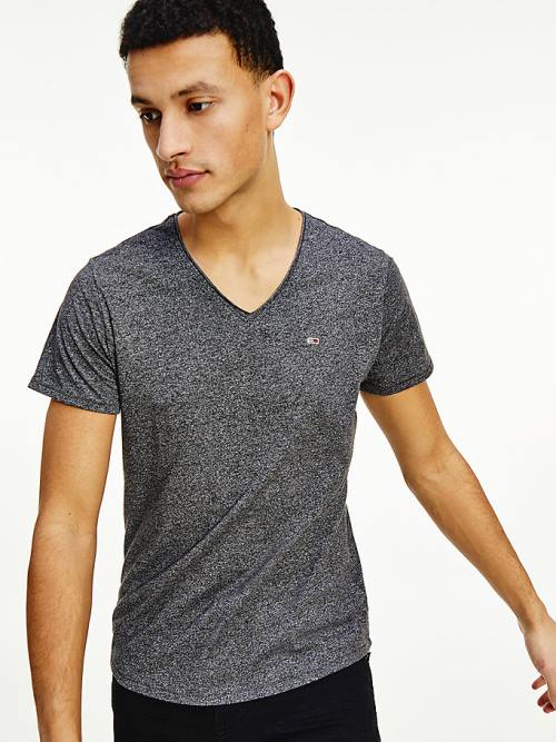 Tommy Hilfiger Slim Fit V-Neck Póló Férfi Fekete | TH648KYV