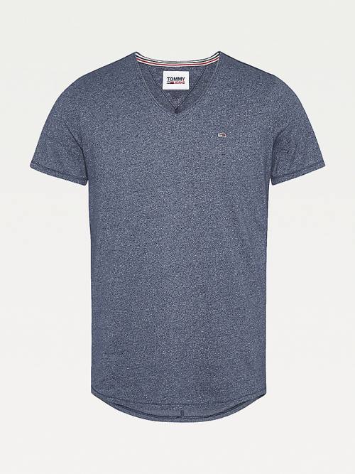 Tommy Hilfiger Slim Fit V-Neck Póló Férfi Kék | TH783MSV