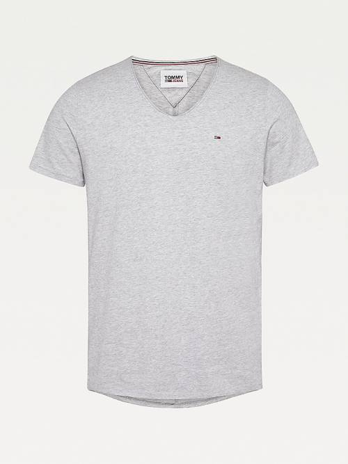 Tommy Hilfiger Slim Fit V-Neck Póló Férfi Szürke | TH795LDM