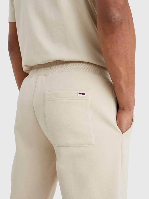 Tommy Hilfiger Slim Fleece Signature Joggers Nadrág Férfi Bézs | TH053CEU