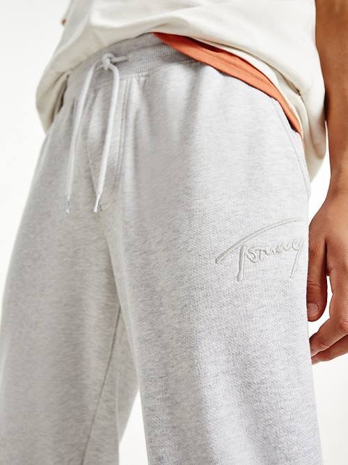 Tommy Hilfiger Slim Fleece Signature Joggers Nadrág Férfi Szürke | TH408REI