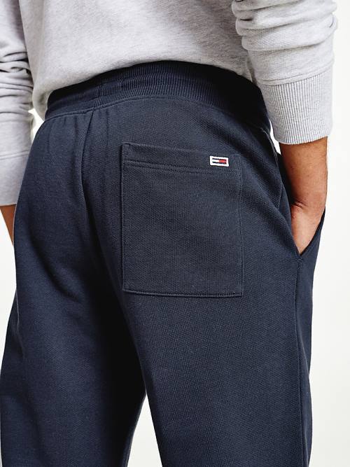 Tommy Hilfiger Slim Fleece Signature Joggers Nadrág Férfi Kék | TH935XRA