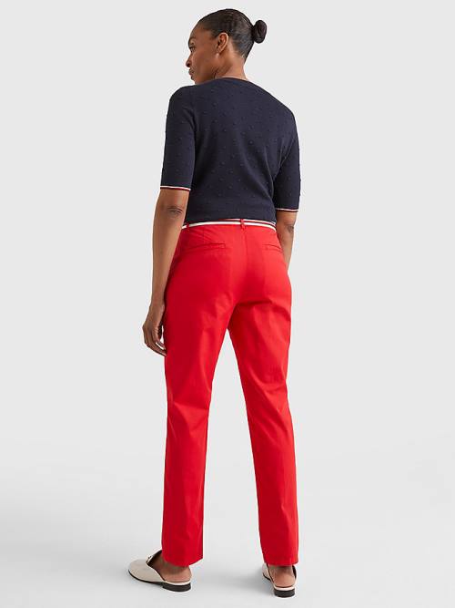 Tommy Hilfiger Slim Signature Belt Chinos Nadrág Női Piros | TH968RVT