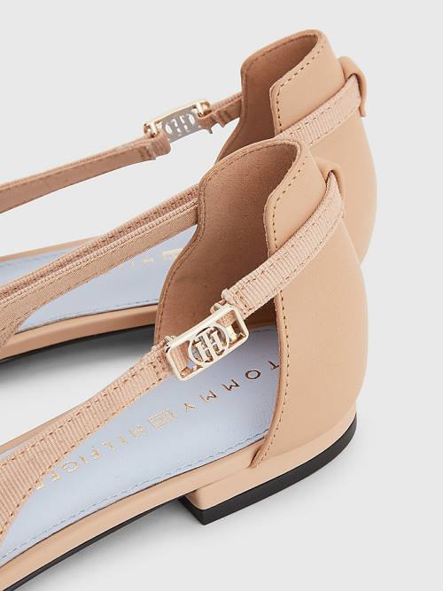 Tommy Hilfiger Slingback Pointed Balerina Cipő Női Bézs | TH530COM