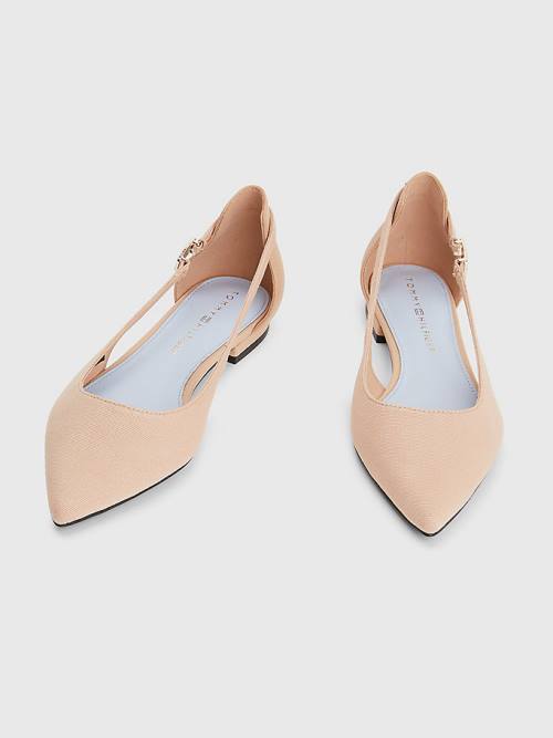 Tommy Hilfiger Slingback Pointed Balerina Cipő Női Bézs | TH530COM