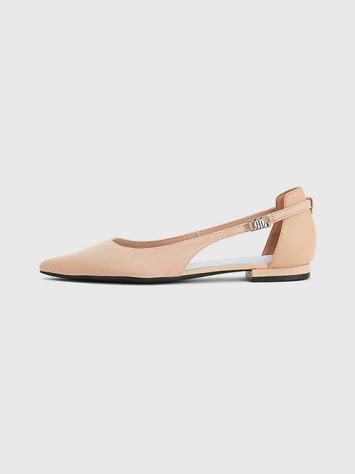 Tommy Hilfiger Slingback Pointed Balerina Cipő Női Bézs | TH530COM