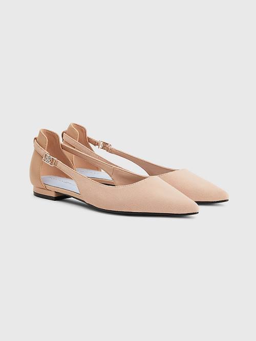 Tommy Hilfiger Slingback Pointed Balerina Cipő Női Bézs | TH530COM