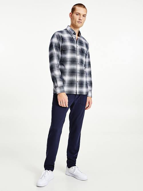 Tommy Hilfiger Slub Shadow Check Regular Fit Ingek Férfi Fekete | TH720QSP