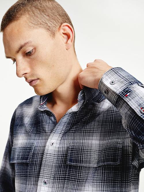 Tommy Hilfiger Slub Shadow Check Regular Fit Ingek Férfi Fekete | TH720QSP