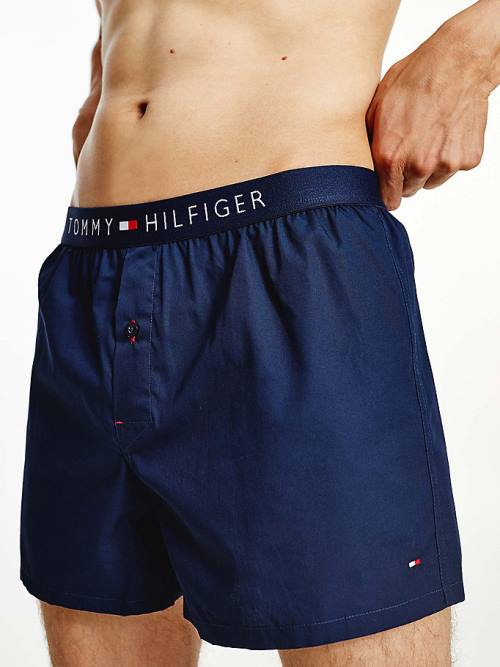 Tommy Hilfiger Smart Pamut Poplin Boxers Fehérnemű Férfi Kék | TH327SGH