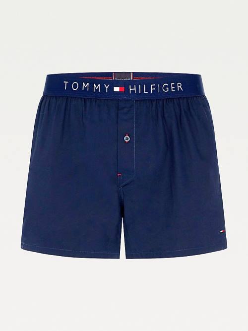 Tommy Hilfiger Smart Pamut Poplin Boxers Fehérnemű Férfi Kék | TH327SGH