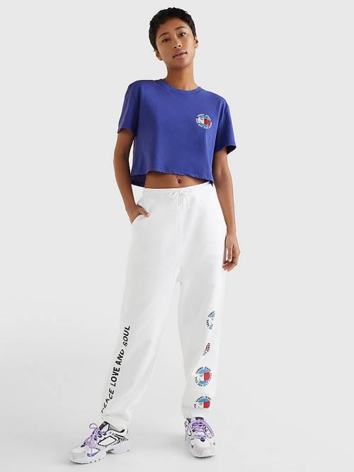 Tommy Hilfiger Smiley Logo Cropped Póló Női Lila | TH750HEL