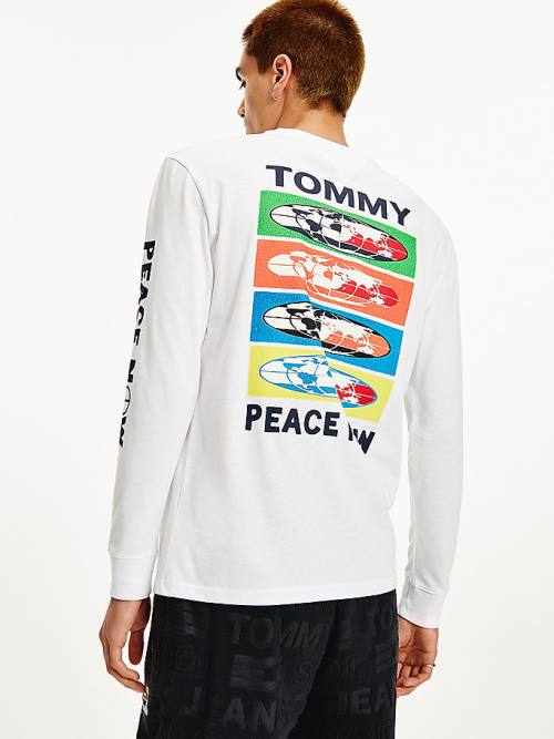 Tommy Hilfiger Smiley Long Sleeve Póló Férfi Fehér | TH820KET