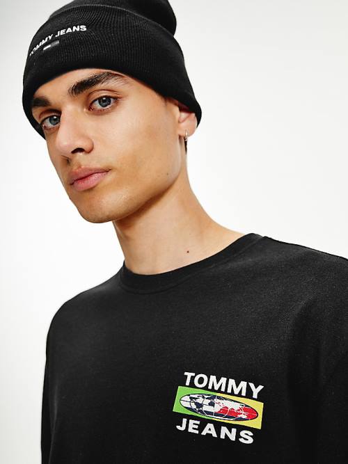 Tommy Hilfiger Smiley Long Sleeve Póló Férfi Fekete | TH925RBM