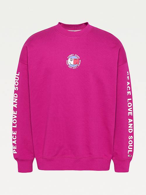 Tommy Hilfiger Smiley Peace Logo Pulóver Férfi Lila | TH295GXK