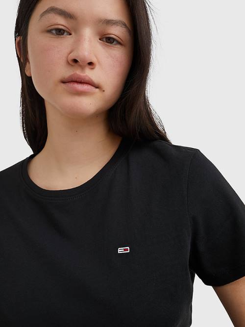 Tommy Hilfiger Soft Jersey Póló Női Fekete | TH351ANK