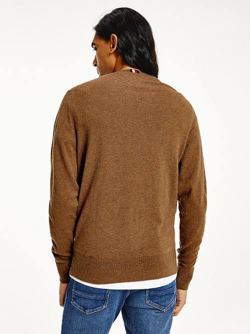 Tommy Hilfiger Soft Merino Wool Crew Neck Jumper Pulóverek Férfi Barna | TH701PWA