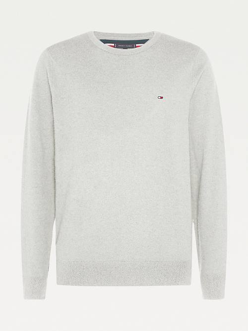 Tommy Hilfiger Soft Merino Wool Crew Neck Jumper Pulóverek Férfi Bézs | TH834WHL