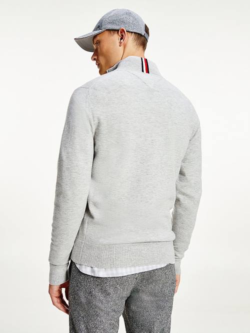 Tommy Hilfiger Soft Merino Wool Half Zip Jumper Pulóverek Férfi Szürke | TH103OMR