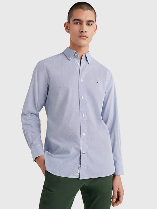 Tommy Hilfiger Solid Print Regular Fit Poplin Ingek Férfi Kék | TH638CVQ