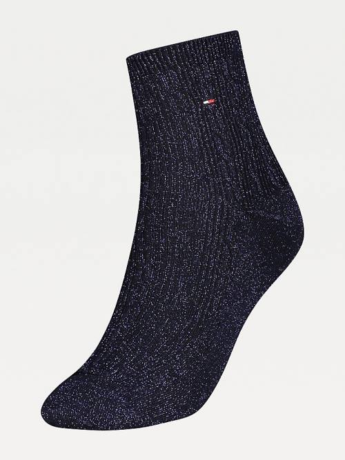 Tommy Hilfiger Sparkle Cable Knit Rövid Zokni Női Kék | TH276AWJ