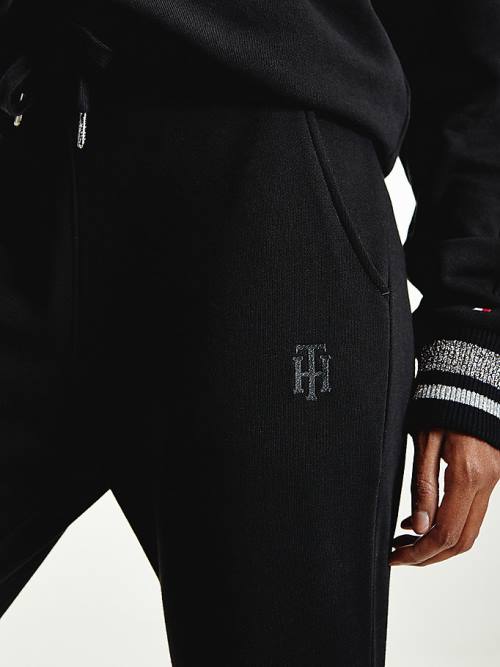 Tommy Hilfiger Sparkle Cuff Organic Pamut Joggers Nadrág Női Fekete | TH517SQB