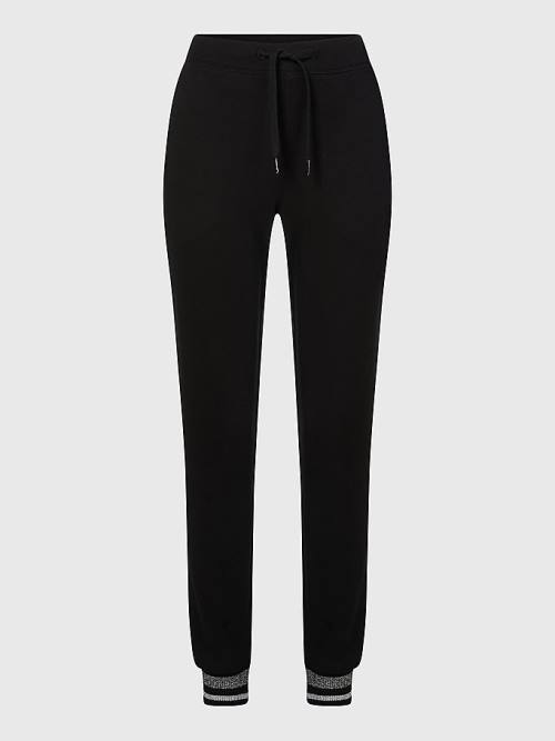 Tommy Hilfiger Sparkle Cuff Organic Pamut Joggers Nadrág Női Fekete | TH517SQB