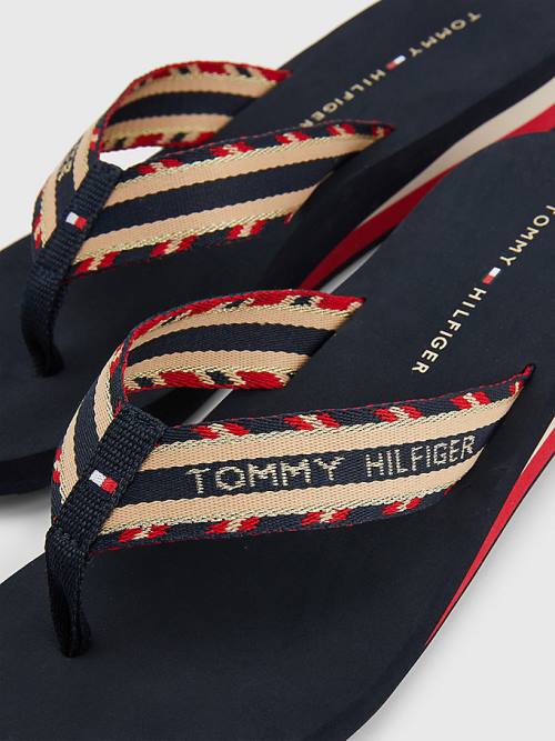 Tommy Hilfiger Sparkle Pántos Logo Flip-Flops Szandál Női Kék | TH675FEM