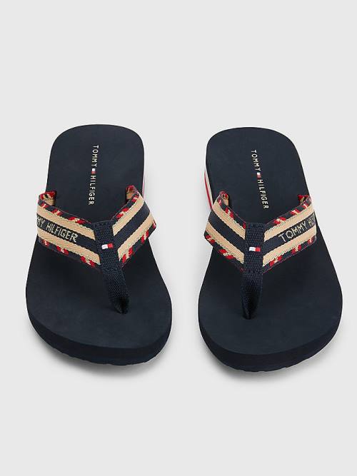 Tommy Hilfiger Sparkle Pántos Logo Flip-Flops Szandál Női Kék | TH675FEM