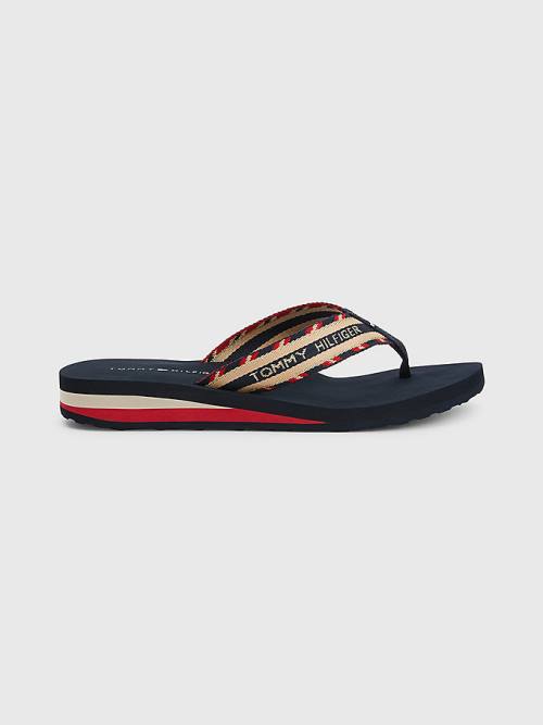 Tommy Hilfiger Sparkle Pántos Logo Flip-Flops Szandál Női Kék | TH675FEM