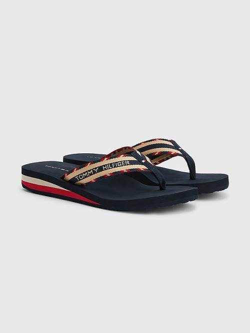 Tommy Hilfiger Sparkle Pántos Logo Flip-Flops Szandál Női Kék | TH675FEM