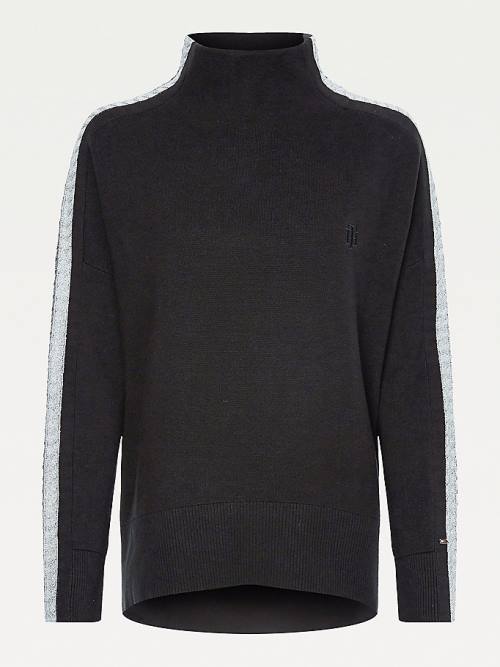 Tommy Hilfiger Sparkle Stripe Relaxed Fit Jumper Pulóverek Női Fekete | TH786FXS