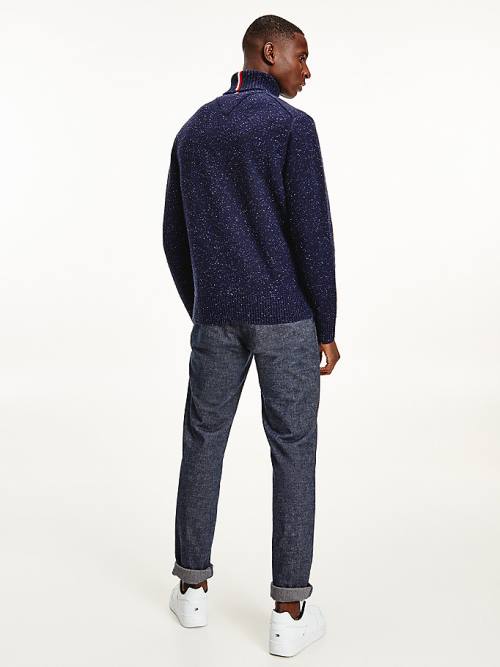 Tommy Hilfiger Speckled Roll Neck Relaxed Jumper Pulóverek Férfi Kék | TH528IKB