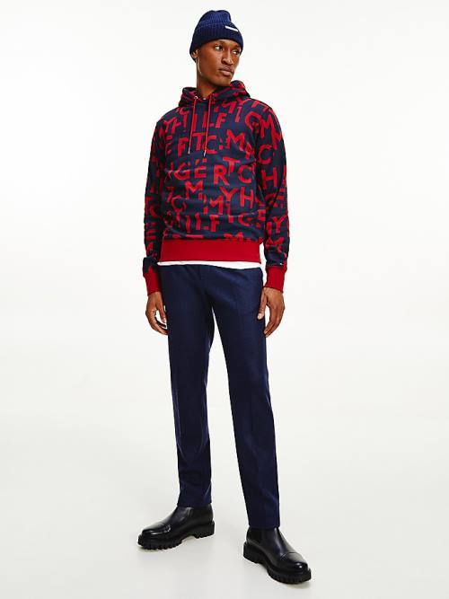 Tommy Hilfiger Spell Out Print Kapucnis Pulóver Férfi Piros | TH813LDA