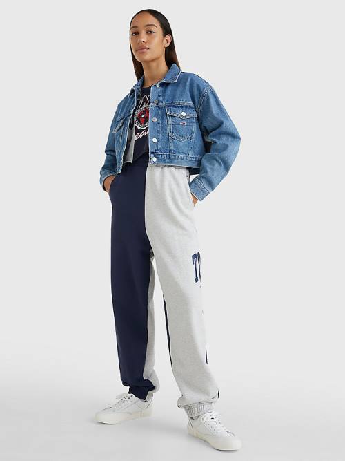 Tommy Hilfiger Spliced Collegiate Relaxed Joggers Nadrág Női Kék | TH103VGN